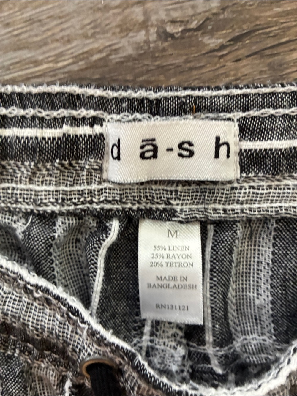 Linen/Rayon D a-sh Striped DarkGrey & Gray Cropped Knit Pants Sz M worn 1x